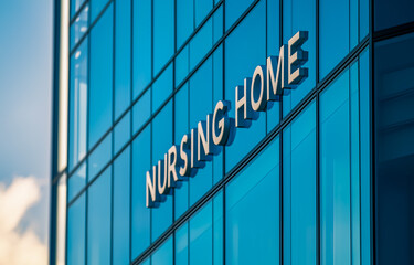 Fototapeta premium Modern nursing home building with glass facade and signage