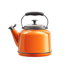 A vibrant orange kettle ready to boil water a symbol of warmth and welcome on transparent background