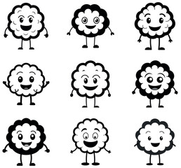 Happy Brain Cartoon Characters - Smiling Mind Mascot Icons