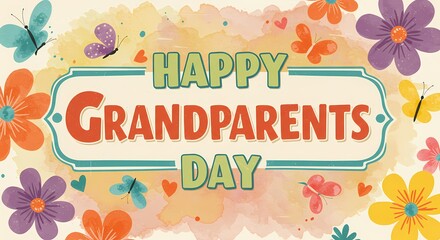Happy Grandparents Day Watercolor Greeting Card
