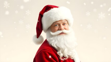 Smiling Santa Portrait with Snow