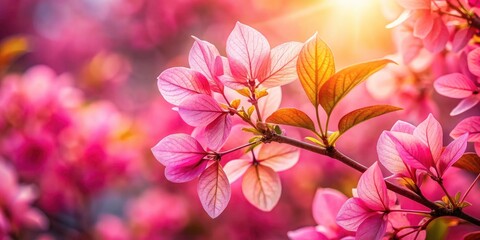 Pink Leaf Background, Blooming Flowers, Spring Blossom, Floral Wallpaper, Nature Photography, Pretty Pink Leaves, Botanical Image,  High Resolution, Rule of Thirds Composition