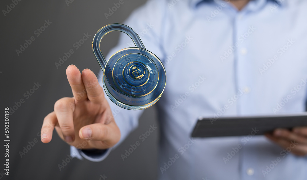 Poster protecting your data is crucial. this image depicts digital security and online privacy.