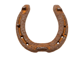 Rusty horseshoe isolated on transparent background