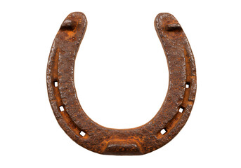 Rusty horseshoe isolated on transparent background