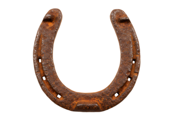 Rusty horseshoe isolated on transparent background
