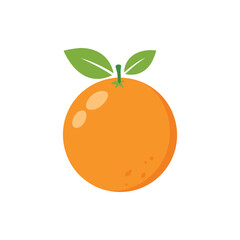 Vector illustration of Orange with Green Leaf on White Background.