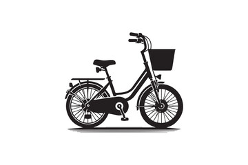 Fototapeta premium A black-and-white Stationery bike against a white background in a straightforward and inconspicuous vector silhouette