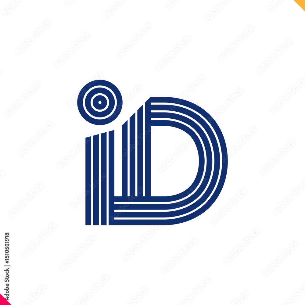 Fototapete Parallel line monogram initial logo, combination of letter I and D. Best for name abbreviation.