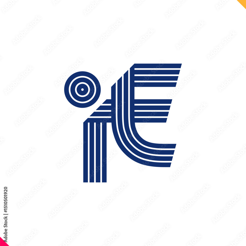 Fototapete parallel line monogram initial logo, combination of letter i and e. best for name abbreviation.