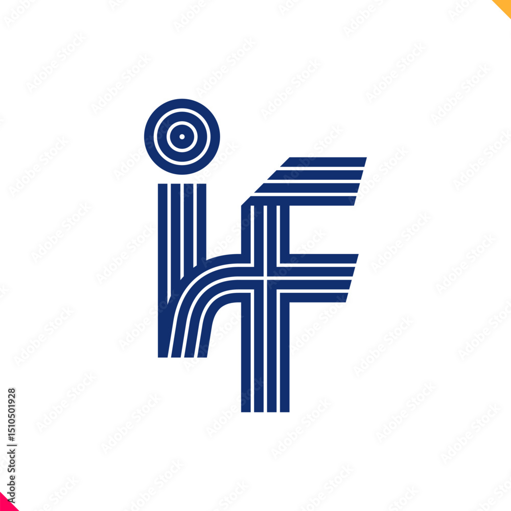 Fototapete Parallel line monogram initial logo, combination of letter I and F. Best for name abbreviation.