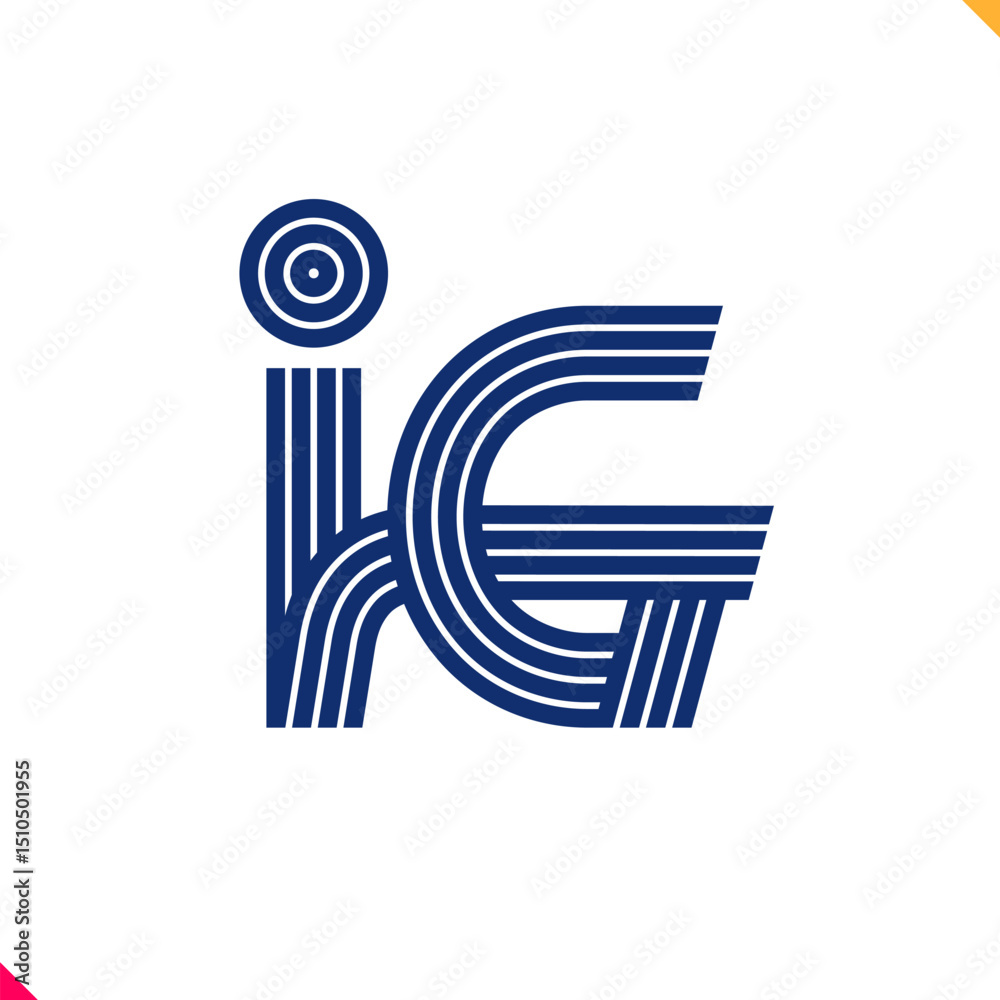 Fototapete Parallel line monogram initial logo, combination of letter I and G. Best for name abbreviation.