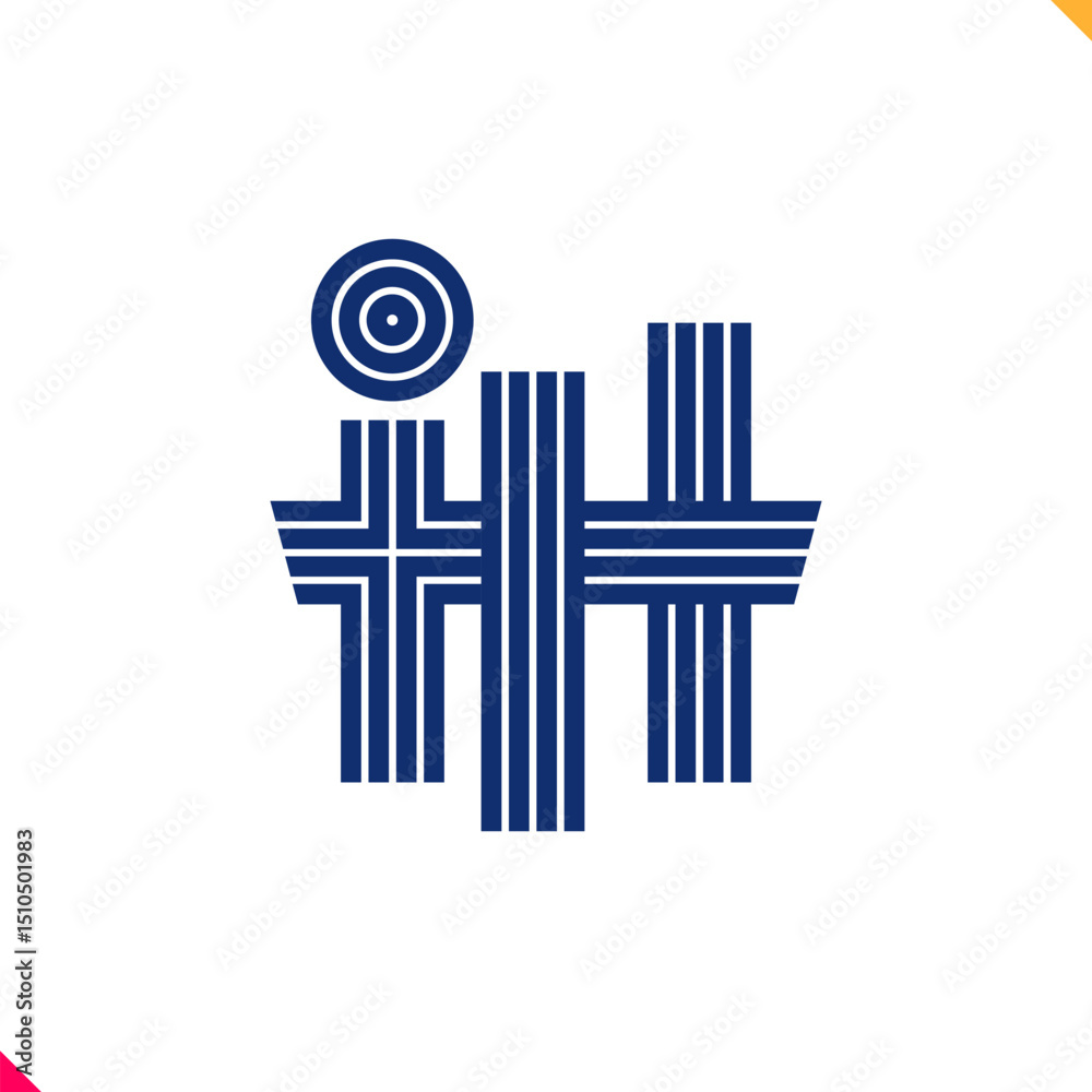 Fototapete Parallel line monogram initial logo, combination of letter I and H. Best for name abbreviation.