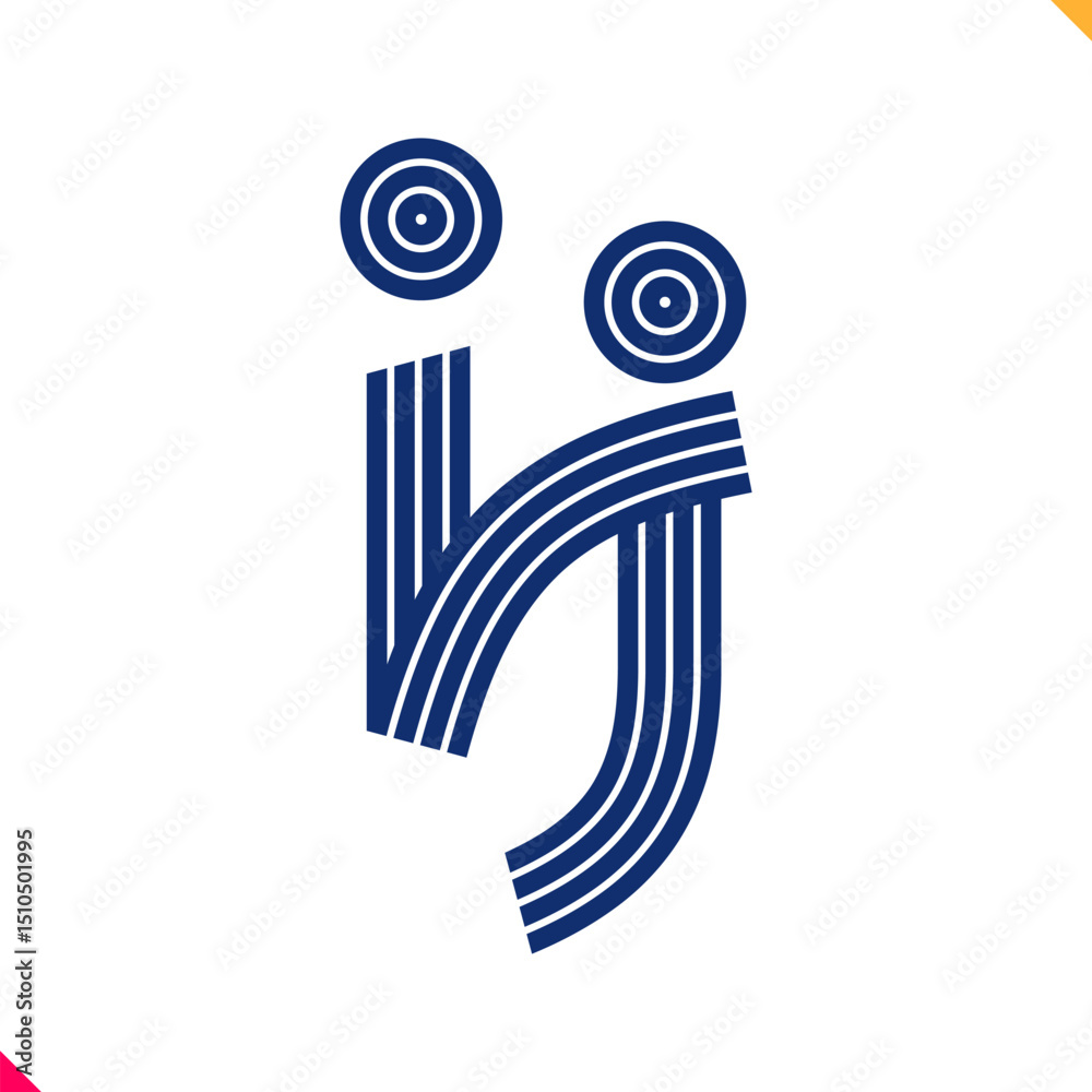 Fototapete parallel line monogram initial logo, combination of letter i and j. best for name abbreviation.