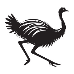 South American Rhea silhouette walking – Rhea illustration – Minimalist Rhea vector – Bird silhouette – Bird vector

