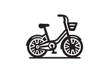 Fototapeta premium A black-and-white Stationery bike against a white background in a straightforward and inconspicuous vector silhouette