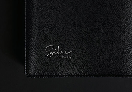 Silver Logo Mockups with Black Leather