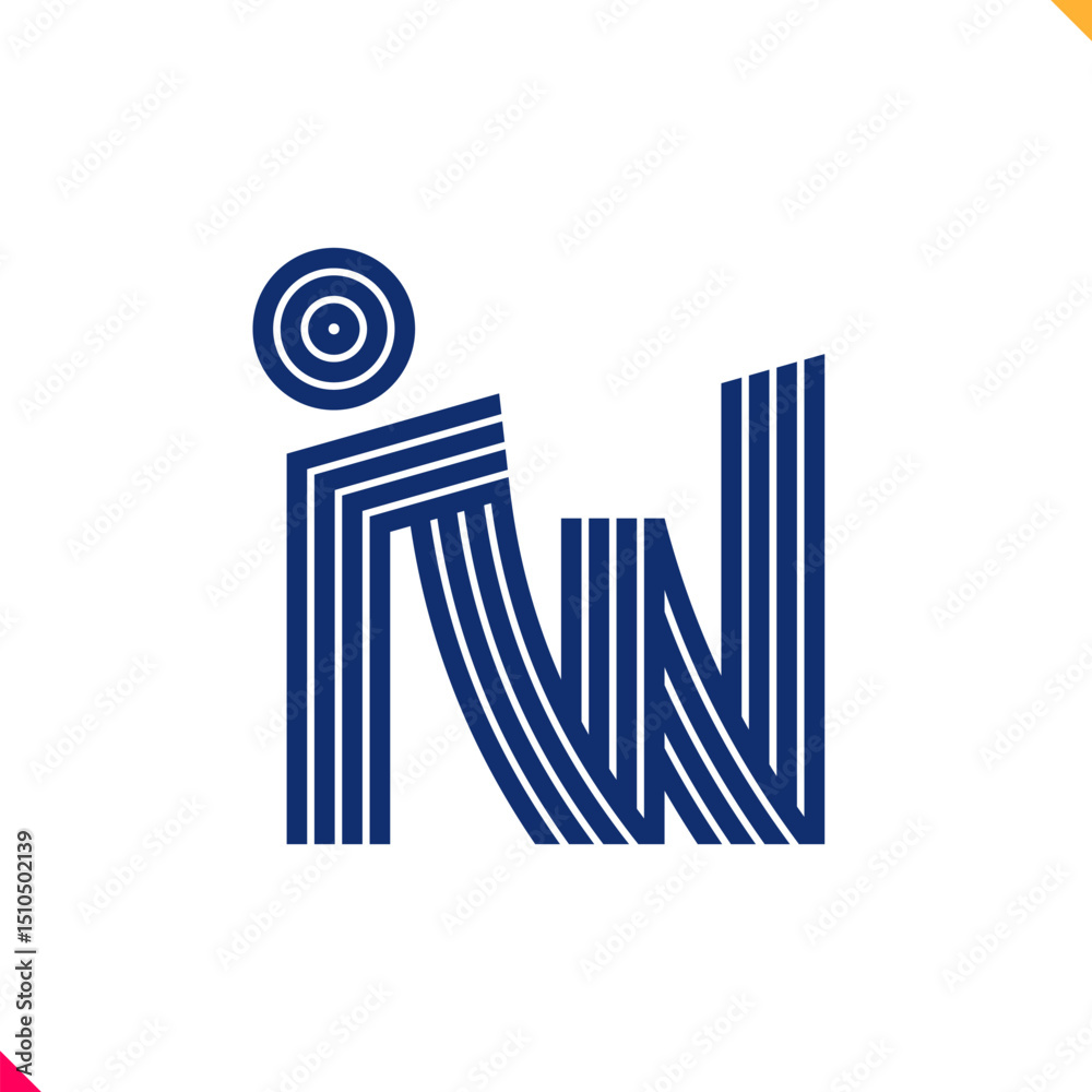 Fototapete parallel line monogram initial logo, combination of letter i and w. best for name abbreviation.