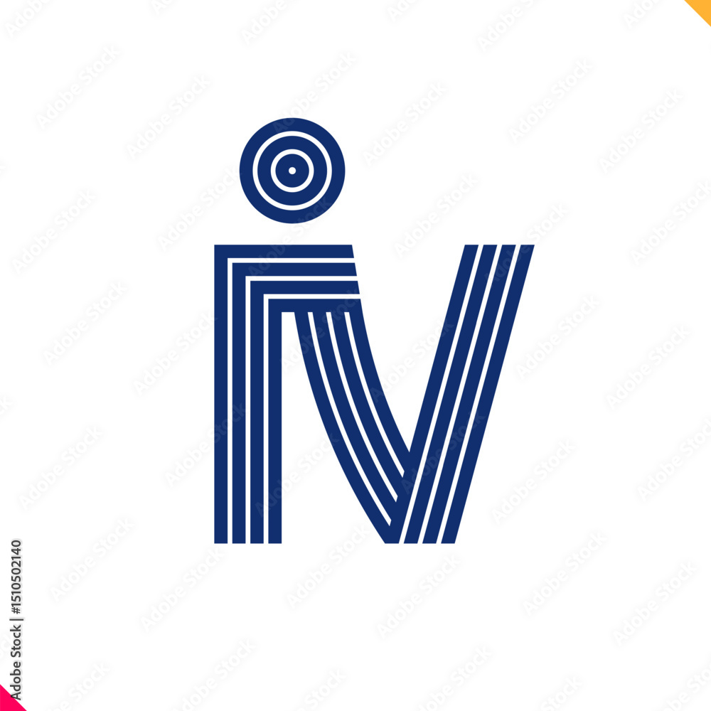 Fototapete parallel line monogram initial logo, combination of letter i and v. best for name abbreviation.