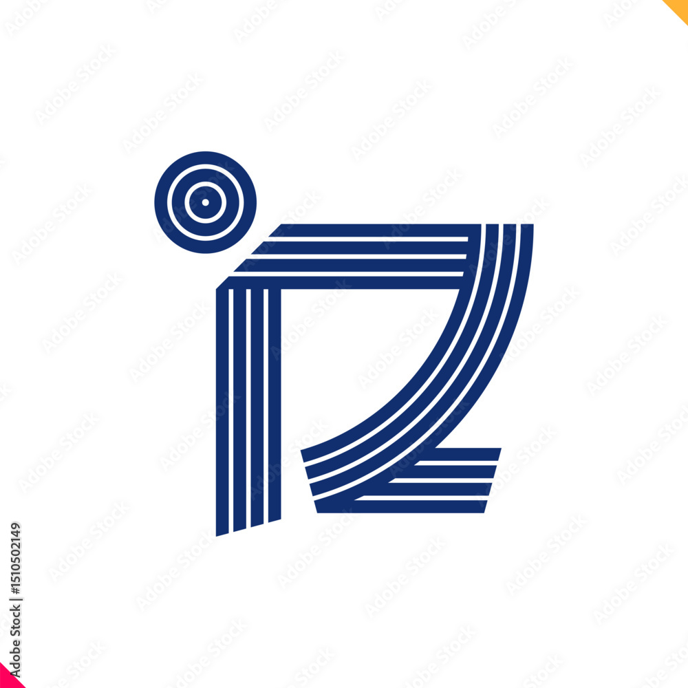 Fototapete parallel line monogram initial logo, combination of letter i and z. best for name abbreviation.