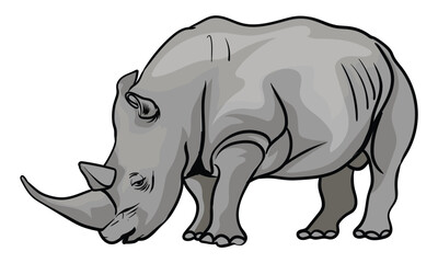 Obraz premium African rhinoceros on white background separately