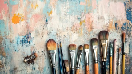 Flat lay of sketching essentials on pastel background