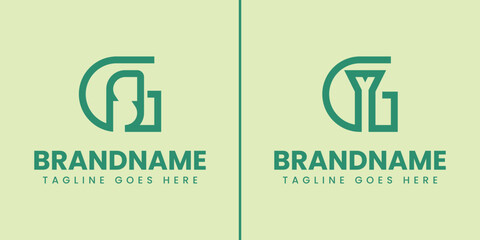 Letters GS and GY Monogram Logo Set, suitable for any brand with GS SG GY YG initials