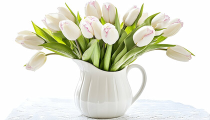 Obraz premium White tulips in pitcher