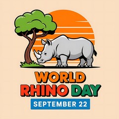 Obraz premium World rhino day vector illustration