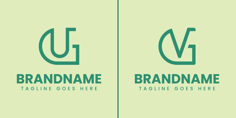 Letters GU and GV Monogram Logo Set, suitable for any brand with GU UG GV VG initials