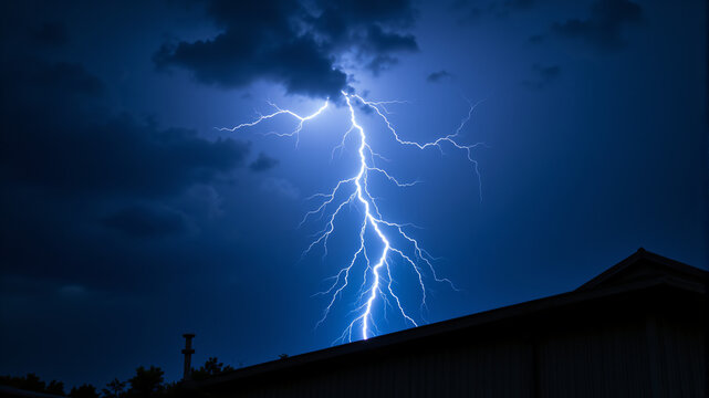 Stunning Lightning Strike During Night Sky