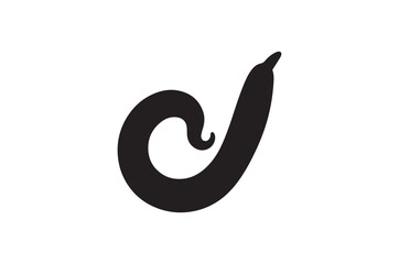 A black-and-white worm   against a white background in a straightforward and inconspicuous vector silhouette  