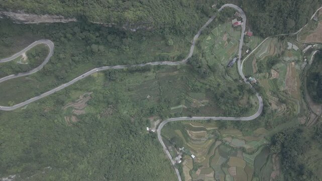 Aerial view of Ma Phuc Pass using flycam