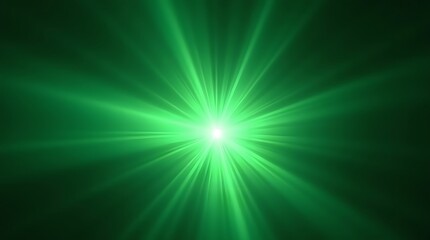 Bright green burst of light on dark background. Dynamic, energetic design. Ideal for technology, energy, and futuristic themes.