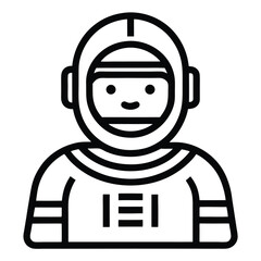 Happy astronaut icon spaceman line art illustration