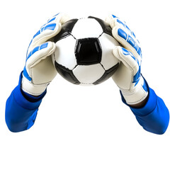 Soccer goalkeeper's hands reaching for the ball,with clipping path. Ai Generated Images