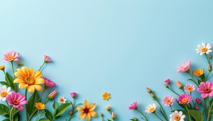 create a seamless flower background with a clear and well positioned subject at the bottom, leaving plenty of room for text