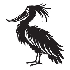 Heavy Beak Shoebill silhouette in side view – Shoebill illustration – Minimalist Shoebill vector – Bird silhouette – Bird vector

