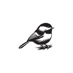 **"Delicate Black-capped Chickadee Vector Silhouette: Small Songbird Design Featuring Rounded Body, Distinctive Cap, and Perched Pose in Clean, Minimalist Style for Crafts and Digital Art"**
