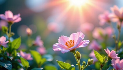 Naklejka premium create a beautiful and seamless background image featuring a delicate flower positioned under a rim light, optimize the position for photo use