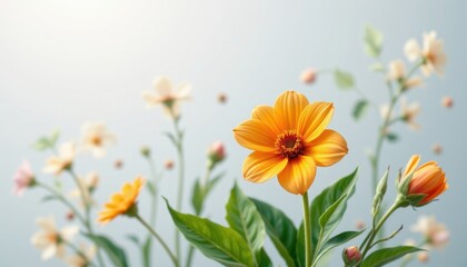 Fototapeta premium create a beautiful and seamless image featuring a flower in the foreground, set against a transparent background