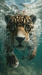 Majestic Jaguar Attacking in the Wild