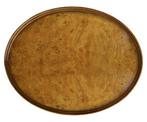 antique brown burl veneer ovale top table isolated object