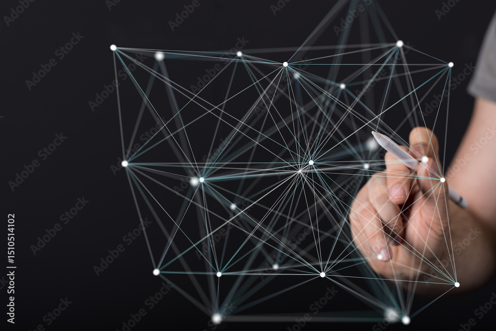 Leinwandbilder abstract image of a hand interacting with a digital network. perfect for tech, data, and connection 