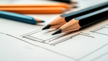 Colorful pencils on a desk in a creative workspace