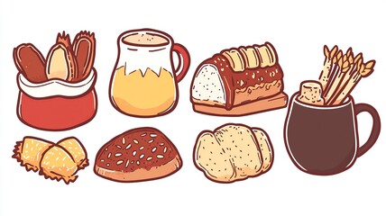 Vector illustration of various confectionery sweets and transparent background