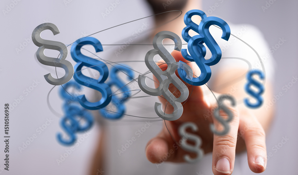 Poster abstract image of interconnected paragraph symbols, representing legal networks and collaboration.