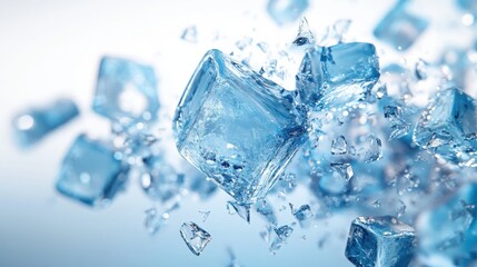 Obraz premium Shattering ice cubes in motion abstract photography