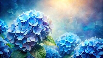 Surreal Watercolor Blue Hydrangea Flower Border, Dreamlike Floral Frame, Fantasy Botanical Art, Magical Hydrangea Wallpaper