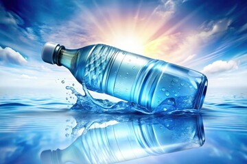 Surreal Water Bottle Photography, Isolated White Background, Clipping Path, Product Image, Still Life,  Fantasy Bottle, Magical Water, Dreamlike, Ethereal,  Surrealist Image